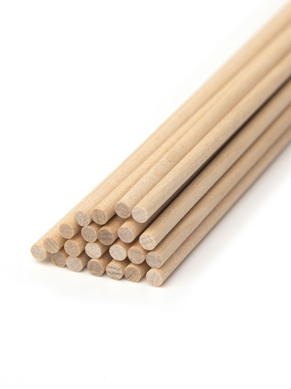 Wooden Dowel Rod, 1/8 x 12 inch length, Natural Finish, 12 Pack